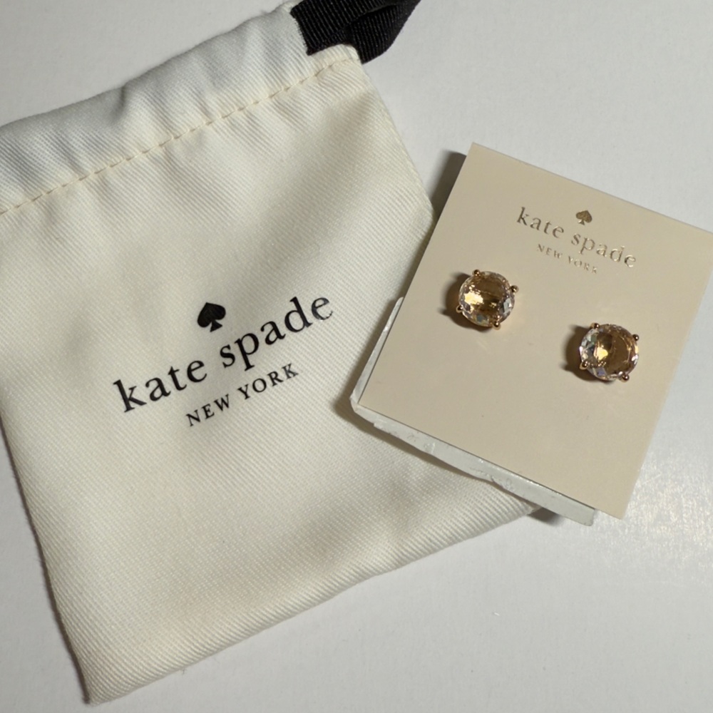 Kate Spade gold and clear crystal gumdrop earrings